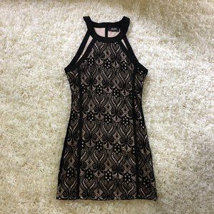 Lulu's Black and Nude Bodycon Dress